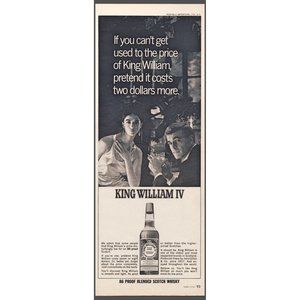 1967 King William IV Scotch Whisky Vintage Print Ad Couple Date Gown Wall Art